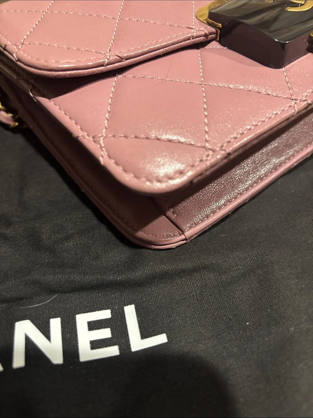 CHANEL Pink Front Flap Caviar Quilted Leather Crossbody Bag